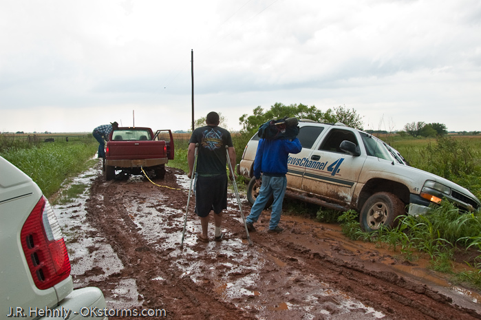 Some local came to our aid and were able to pull me out after being stuck for 45 minutes or so. Fortunately, the storms were slow moving and we were able to quickly catch back up.