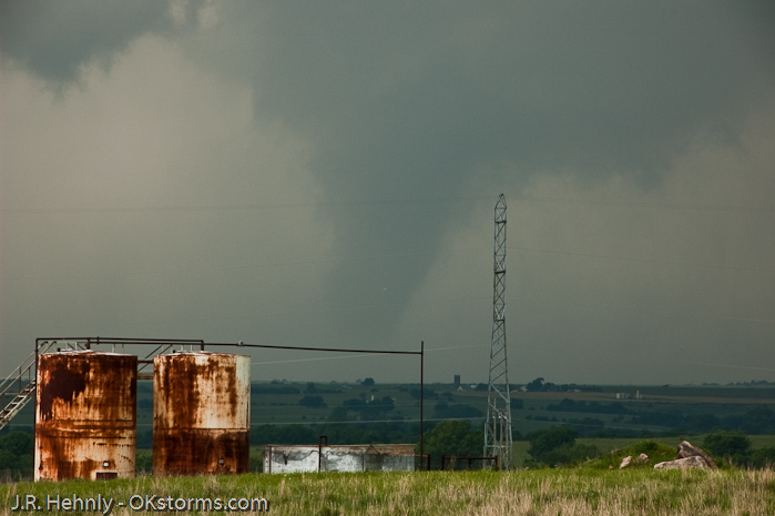 Looking northwest toward Orlando, OK as another tornado forms.