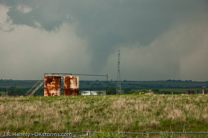 Looking northwest toward Orlando, OK as another tornado forms.