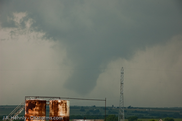 Looking northwest toward Orlando, OK as another tornado forms.