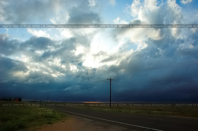 April 20, 2006 - West Texas, Lamesa Southwest of Lamesa, TX - A few showers form, but with cold surface temperatures they don't do much more than rain.
 - 20060420_191534.jpg