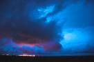 East of Lamesa, TX - Clouds, illuminated by the city of Lamesa, show the incredible shear in the area. Any rising motion is accompanied by some intense twisting motions.