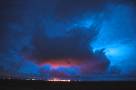 East of Lamesa, TX - Clouds, illuminated by the city of Lamesa, show the incredible shear in the area. Any rising motion is accompanied by some intense twisting motions.