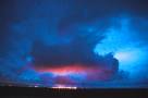 East of Lamesa, TX - Clouds, illuminated by the city of Lamesa, show the incredible shear in the area. Any rising motion is accompanied by some intense twisting motions. 
