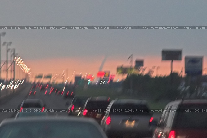 April 24, 2006 - North and Central Oklahoma, El Reno Tornado West Oklahoma City - I can finally see the second tornado in El Reno, it is 23 miles away.
 - 20060424_193737.jpg