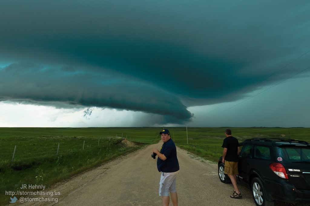 Ben Holcomb and Verne Carlson watching the approaching outflow dominant storm - 6/19/2011 4:13:28 PM - Potter, Nebraska - USA - 