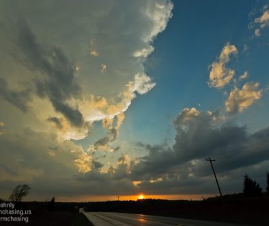 Sun setting north of Maud. I ended up back west of Maud to intercept this storm. It finally became surface based and very windy, but it was too dark to see anything at that point. - 4/15/2013 7:47:20 PM - Tecumseh, Oklahoma - USA - 