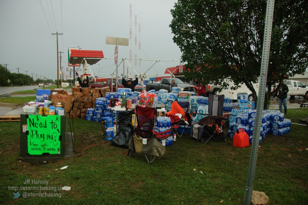 People setting up to give away water, free WiFI, and providing phone charging. - 5/21/2013 1:56:21 PM - 