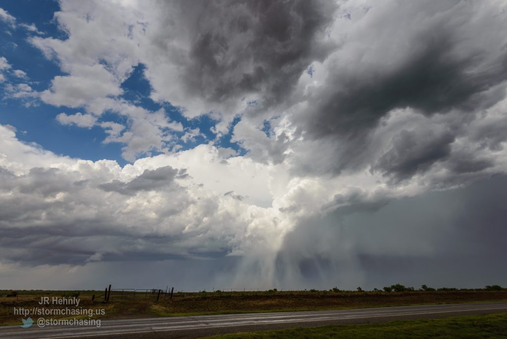 Highly visible hail shaft on the back side of storm just after it had passed over Grandfield. - 5/7/2014 4:29:26 PM - U.S. 70 - Loveland, Oklahoma - 