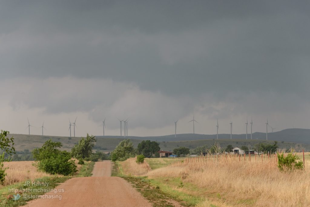 West of Apache we watch numerous lowerings, wall clouds, and occasional funnels. - 5/7/2014 7:25:27 PM - Edgewater Boulevard - Apache, Oklahoma - 