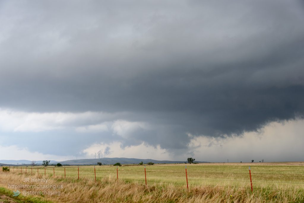 West of Apache we watch numerous lowerings, wall clouds, and occasional funnels. - 5/7/2014 7:31:17 PM - Edgewater Boulevard - Apache, Oklahoma - 