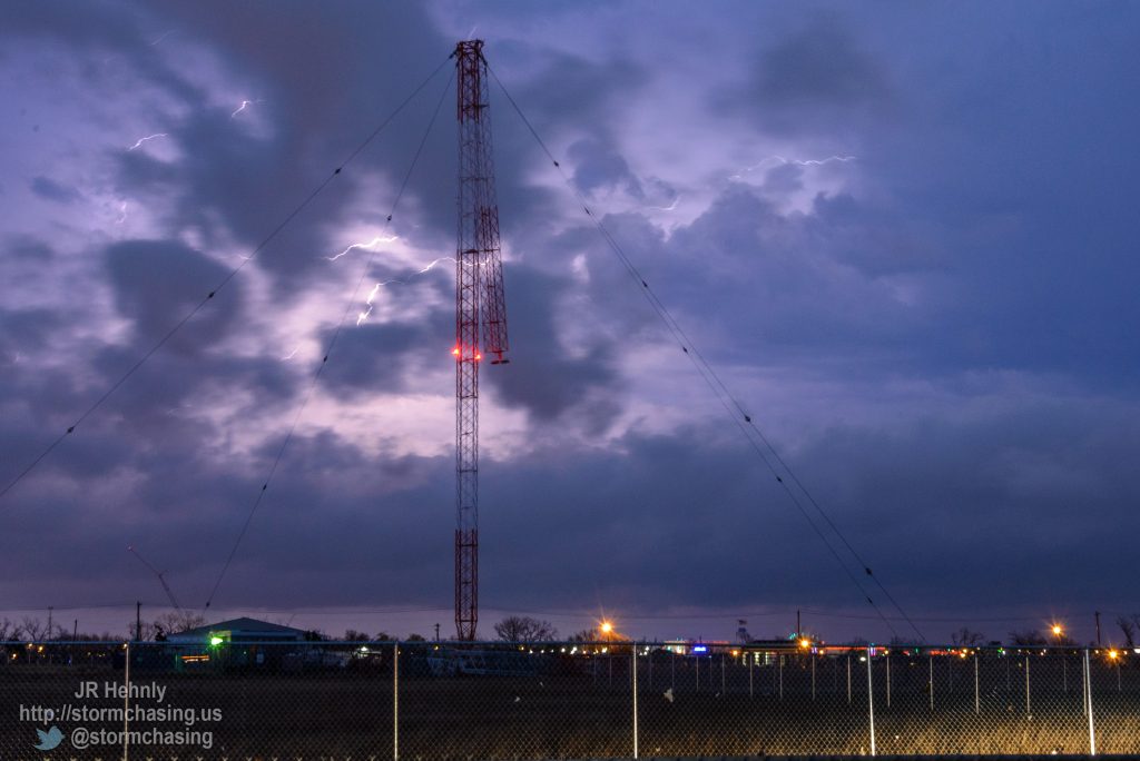 As night falls I was able to capture some lightning behind the remains of the KOMA radio tower. - 3/25/2015 8:13:44 PM - Southwest 4th Street - Moore, Oklahoma - 