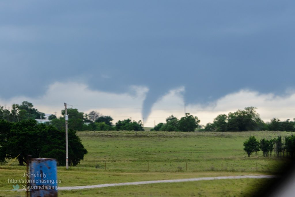 My first tornado of the day, looking southwest from I-44 as I approach the Cyril exit. - 5/6/2015 3:04:12 PM - H. E. Bailey Turnpike - Cement, Oklahoma - 