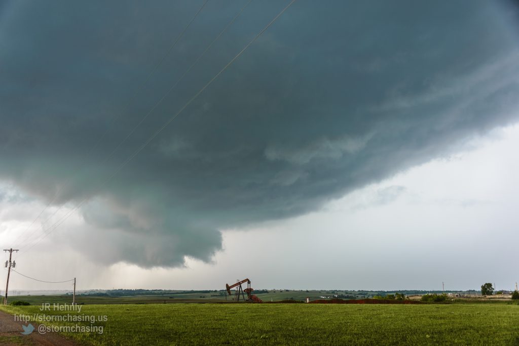 Watching wall cloud and occasional funnels form west of Chickasha. - 5/6/2015 3:36:14 PM - Pioneer Road - Chickasha, Oklahoma - 