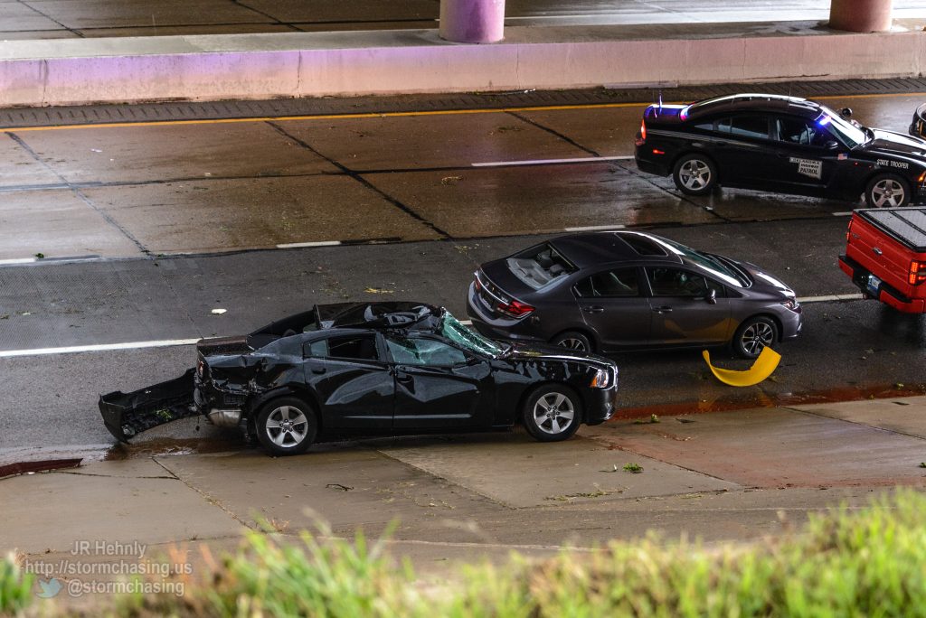 Apparently these cars wer damaged taking refuge under  highway 9 on I-44 as the tornado passed over. - 5/6/2015 7:05:50 PM - H. E. Bailey Turnpike Norman Spur - Blanchard, Oklahoma - 